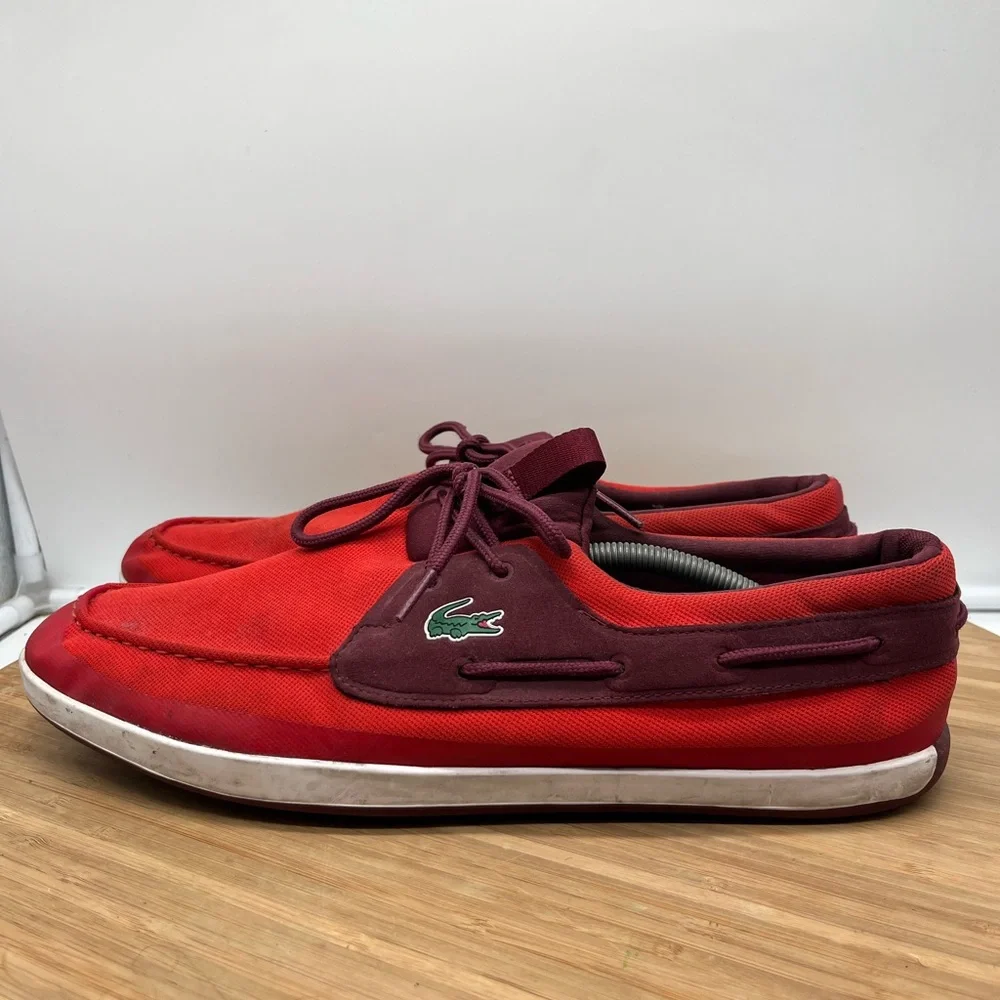 Lacoste Men's Landsailing Red Size 12 Boat Loafers‎ Comfort Shoe.